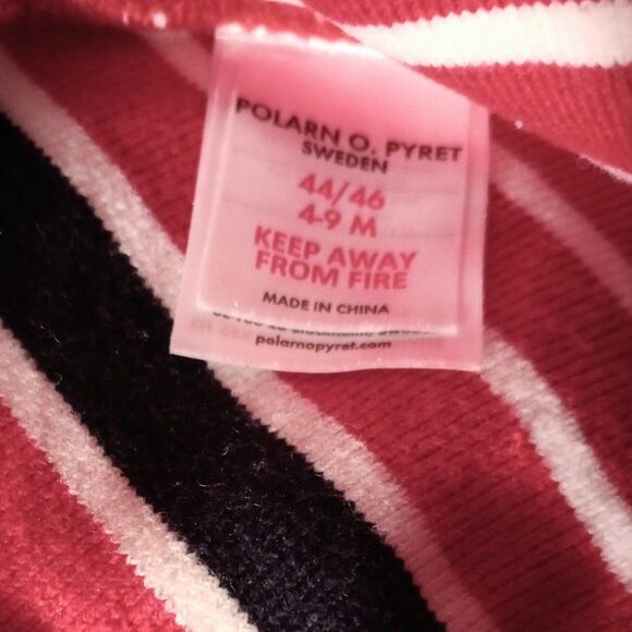 Polarn O Pyret Red Striped Infant Winter Hat sz 9M - Picture 4 of 4